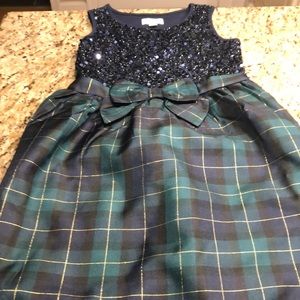 Fancy navy and green plaid sequin dress size 8